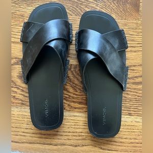 Vince black leather sandals